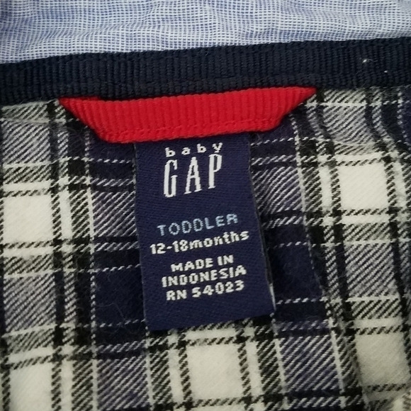 Gap Plaid Button Down Polo Shirt 12-18m - Picture 4 of 4